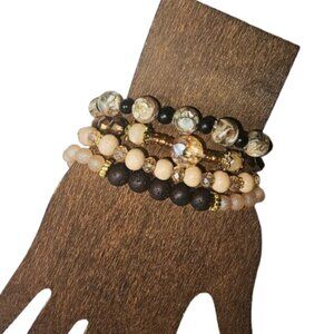 Boho Brown Beaded Stack Bracelet-NWT- 7.5 inches
